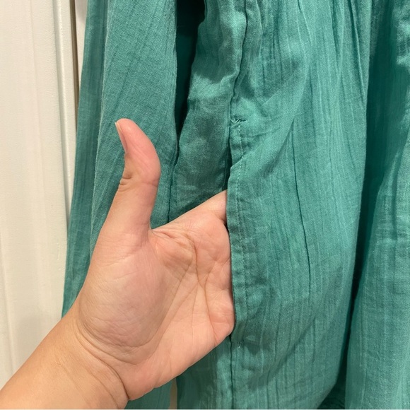 Free People Seashell Skort Romper Women’s Med Green Cotton Oversized Boho Gauzy - Picture 4 of 10